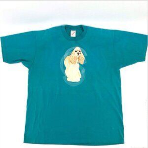 Vtg 90s Cocker Spaniels Pocket T-Shirt Size XL JERZEES Made In USA